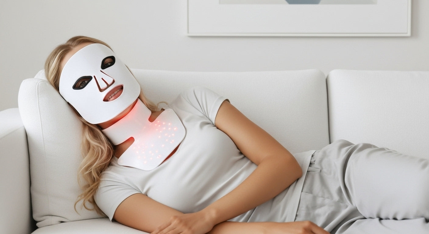 Masque LED Re-Gen™ Duo — Visage, Cou & Poitrine — lumière rouge et bleu