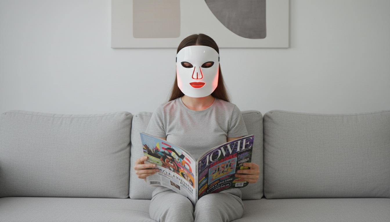 Masque LED Re-Gen™ — visage lumière rouge et bleu