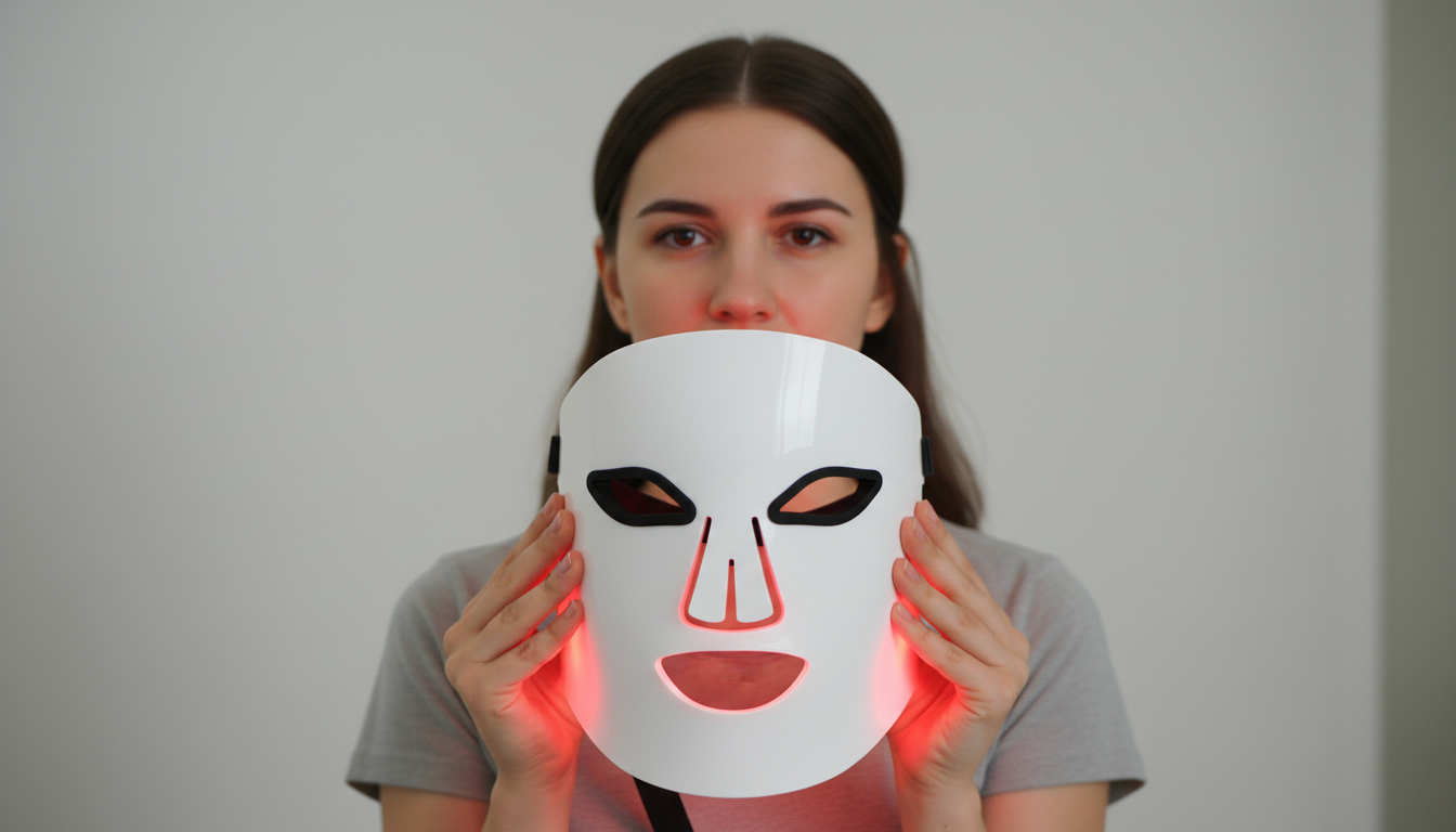 Masque LED Re-Gen™ — visage lumière rouge et bleu
