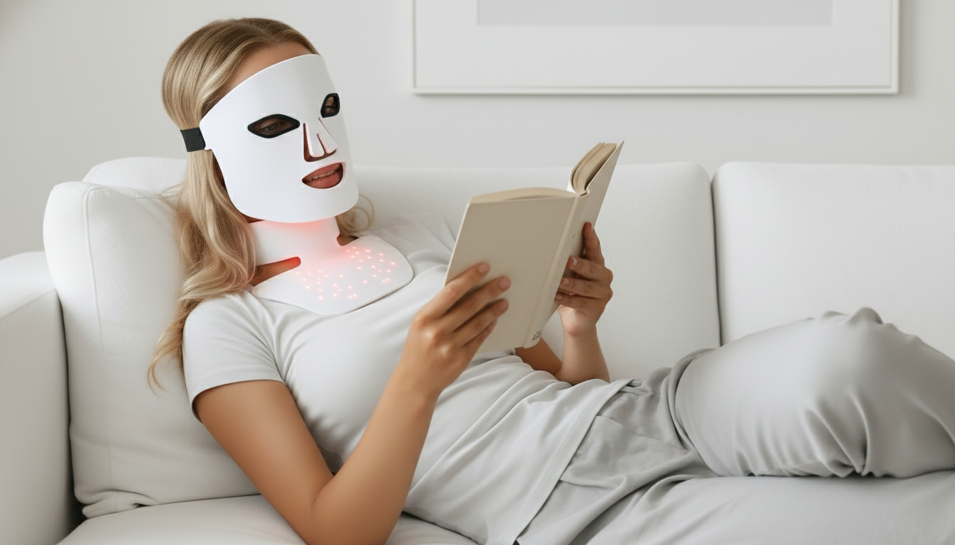 Masque LED Re-Gen™ Duo — Visage, Cou & Poitrine — lumière rouge et bleu